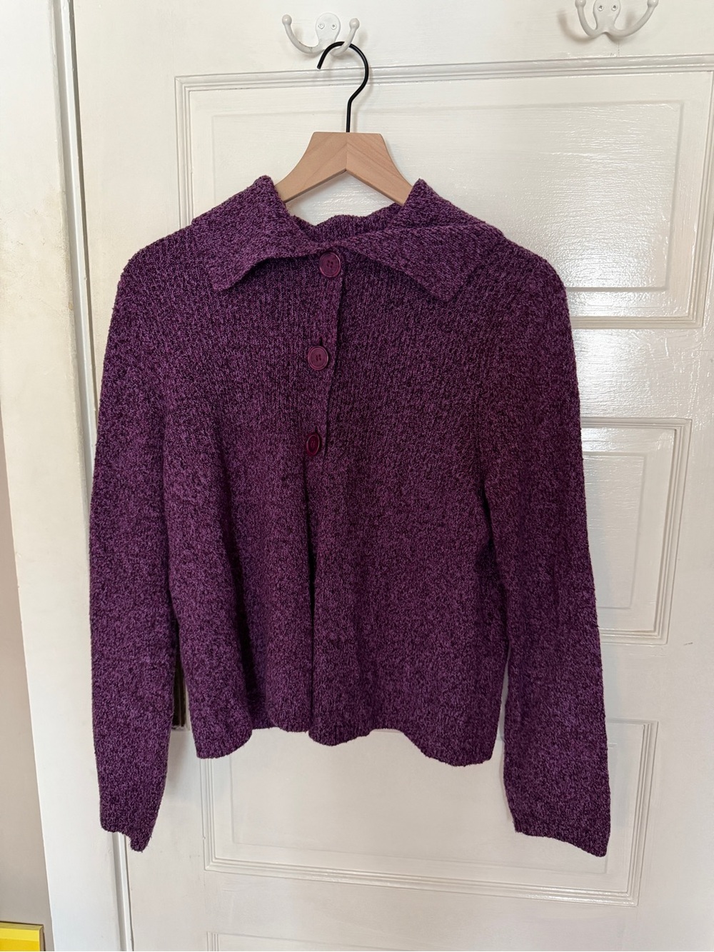 Vintage Cotton Purple Cardigan with Collar